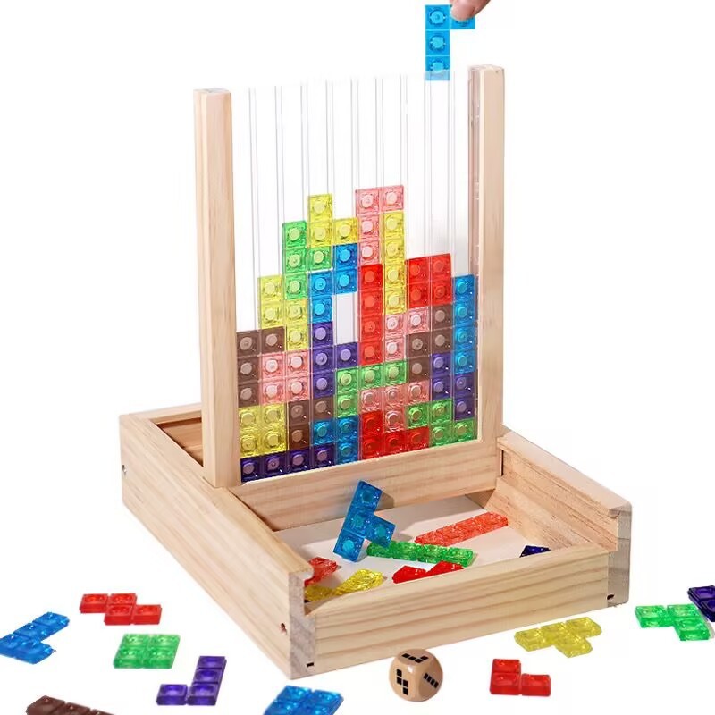 新品儿童益智3d立体俄罗斯方块亲子互动桌面游戏拼插玩具AC93