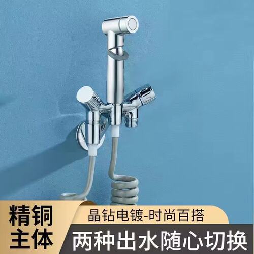 枪灰全铜战斗机马桶伴侣套装三角阀卫生间迷你型增压手持喷枪SS25