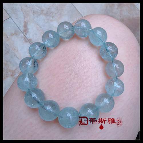 洪福奇宝-双12特价上货老料海蓝宝圆珠老师傅手工货剔透时尚勇气