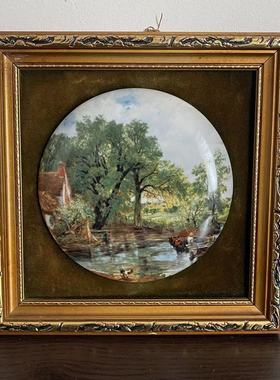 Genuine Staffordshire 60年代英国风景瓷板画 中古装饰瓷画摆件