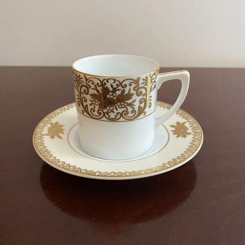 日本 Noritake 则武 Mosq 手绘描金浓缩咖啡杯 百年古董茶杯 摆件