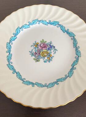 Minton 明顿 英国骨瓷50年代 Ardmore 描金螺纹半手绘碟 座盘赏盘