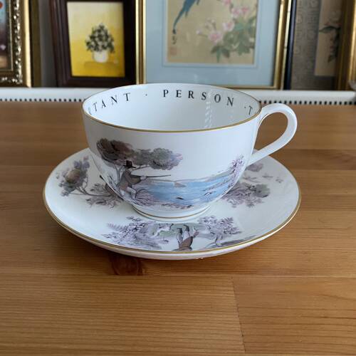 Royal Worcester 皇家伍斯特 风景装饰描金装饰大咖啡杯 下午茶杯