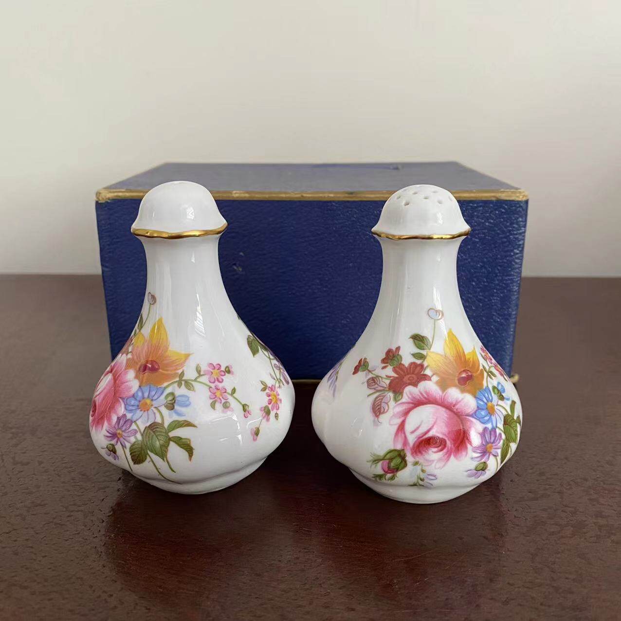 Royal Crown Derby 皇家皇冠德比 1978年骨瓷胡椒罐盐罐 调料瓷瓶