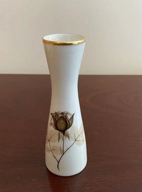 Rosenthal 德国卢臣泰 描金摆件玫瑰小花瓶 迷你花器 装饰小瓷瓶