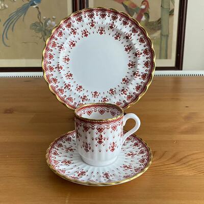 Spode 斯波德 利斯之花中古收藏咖啡杯 英国皇家红鸢尾茶杯 孤品