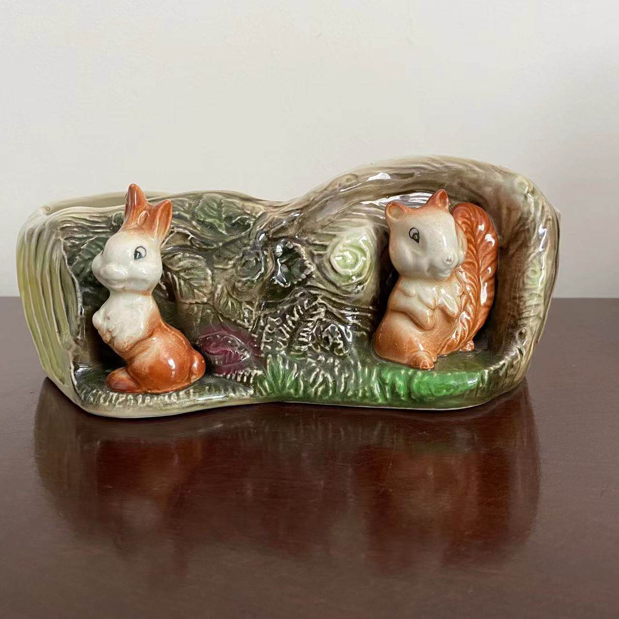 EASTGATE POTTERY 英国古董兔子摆件花盆 Antique 松鼠装饰花器