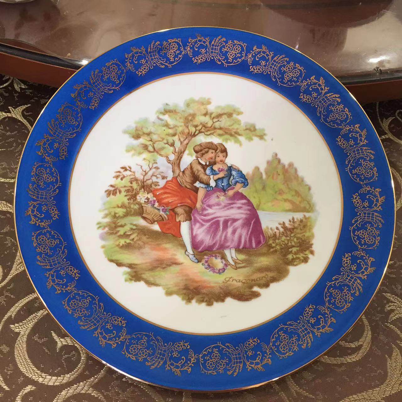 Limoges 利摩日 法国中古收藏装饰盘 西洋人物赏盘 Vintage 挂碟