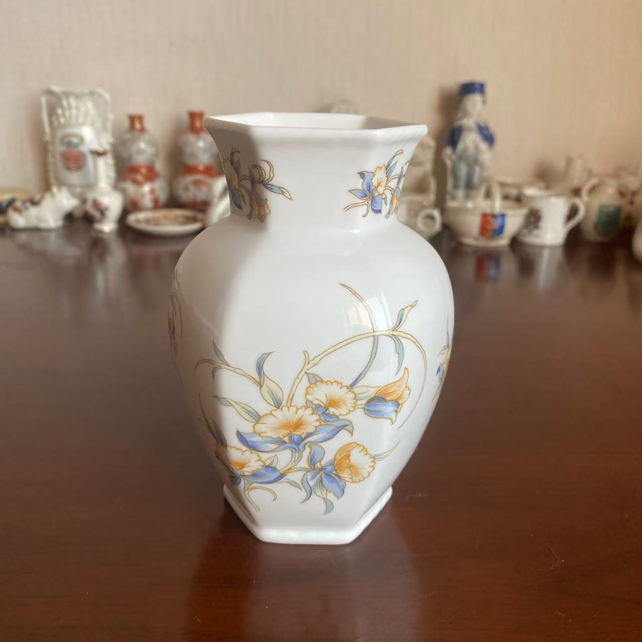 AYNSLEY 安兹丽 Just Orchids 兰花小花瓶 英国骨瓷摆件 中古瓷瓶