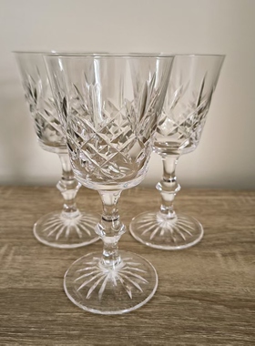 Edinburg Crystal 苏格兰老牌爱丁堡刻花水晶红酒甜酒杯 收藏摆件