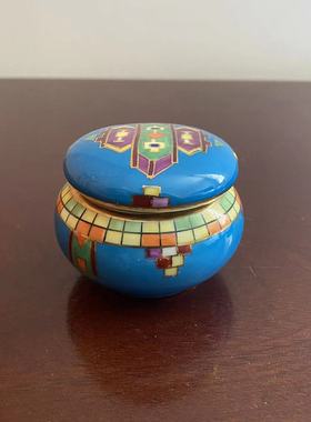 则武 Noritake 手工古董彩绘首饰盒 日本 Antique 瓷盒化妆盒粉罐