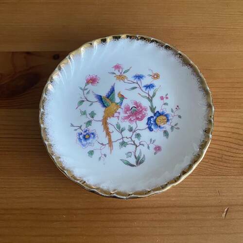 Hammersley 哈默斯利 英国洒金花鸟小碟 花边家居装饰碟 首饰盘