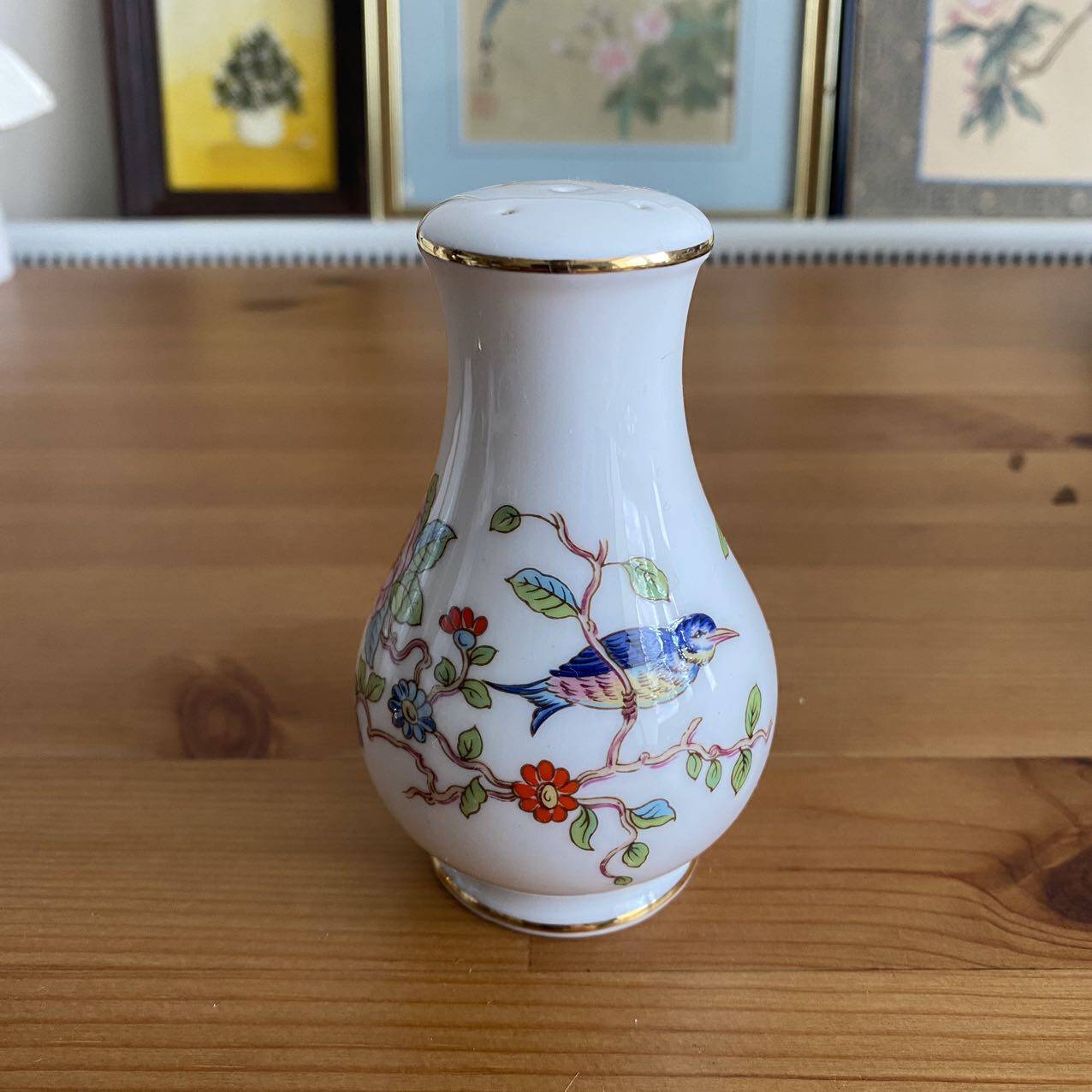 AYNSLEY 安兹丽 PEMBROKE 花鸟装饰摆件调料瓶 英国骨瓷胡椒罐