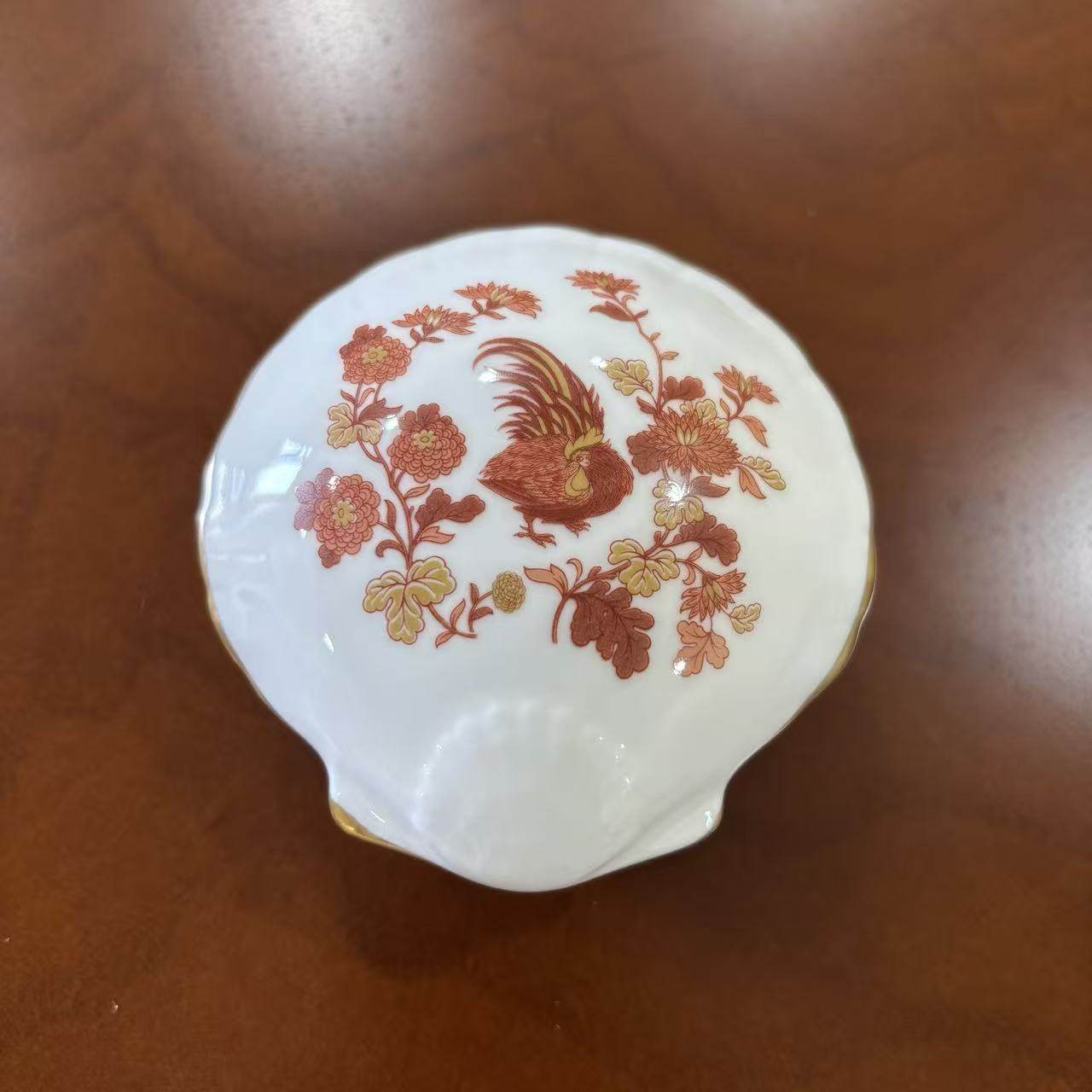 Wedgwood 韦奇伍德 Golden Cockerel 金公鸡描金贝壳型首饰盒瓷罐