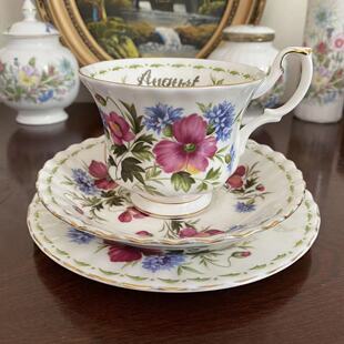 Royal Albert 皇家阿尔伯特 70年代 Poppy花卉咖啡杯 英国8月茶杯