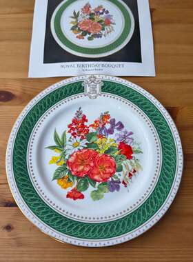 Royal Crown Derby 皇家皇冠德比 1985年女王母亲生日花束纪念盘