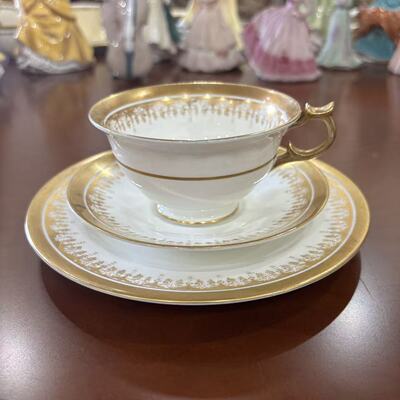 Crescent 新月 英国老瓷器 鎏金古董三重奏阔口下午茶杯 咖啡杯