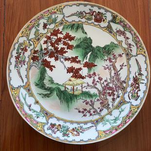 欧洲回流 中国名山手绘瓷器收藏老瓷盘 早期创汇出口挂碟摆件赏盘
