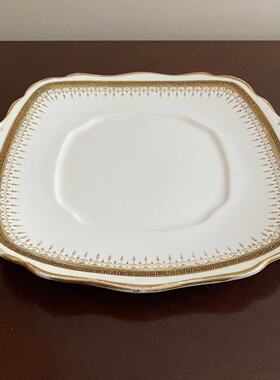 Royal Albert 皇家阿尔伯特 1927-1935年古董描金蛋糕碟 双耳大盘