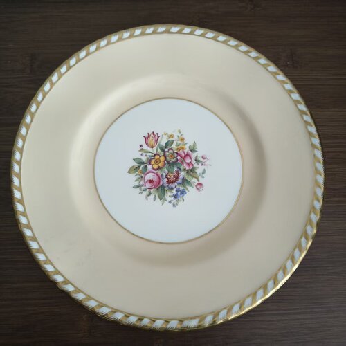 Minton 明顿 英国古董手绘描金花卉装饰盘 稀有孤品赏盘摆件 挂盘