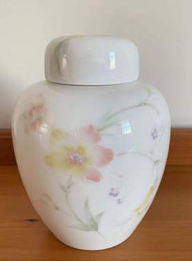 欧洲回流 日本中古瓷姜罐 花卉收藏摆件茶罐 调料瓷盖盒 咖啡罐