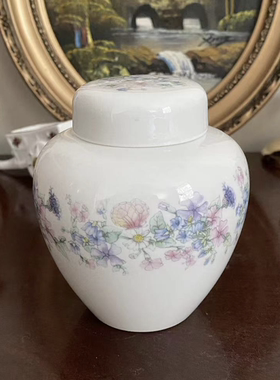 Wedgwood 韦奇伍德 Angela 咖啡罐 英国骨瓷盖罐 中古摆件茶盒