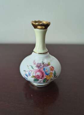 Paragon 帕拉贡 中古收藏鎏金花卉装饰迷你瓷瓶 Vintage 装饰摆件