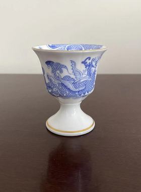 Royal Worcester 皇家伍斯特 1952年青花飞龙酒杯 英国骨瓷烛台