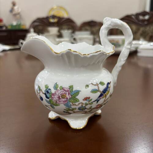 AYNSLEY 安兹丽 PEMBROKE 花鸟系列 英国描金摆件奶壶 装饰瓷壶