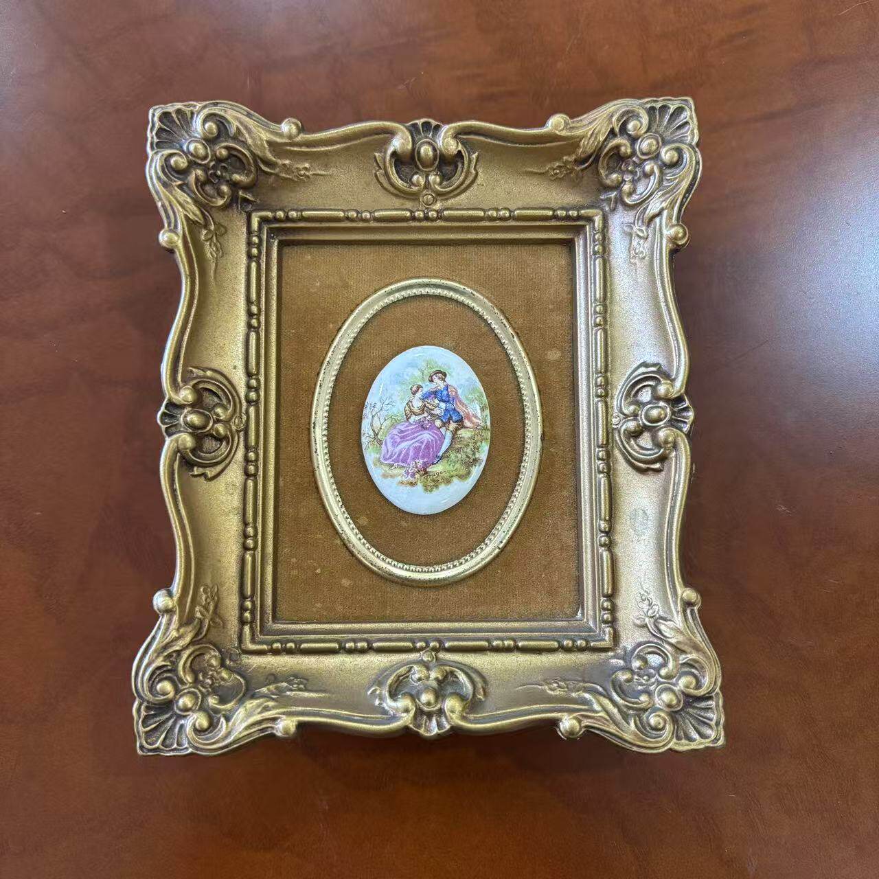 Vintage 法国 Cameo 卡梅奥 老相框瓷画摆件 收藏瓷器 墙面装饰画