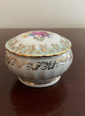德国 Dresden  PM 首饰盒 描金圆罐 Vintage 德累斯顿中古摆件