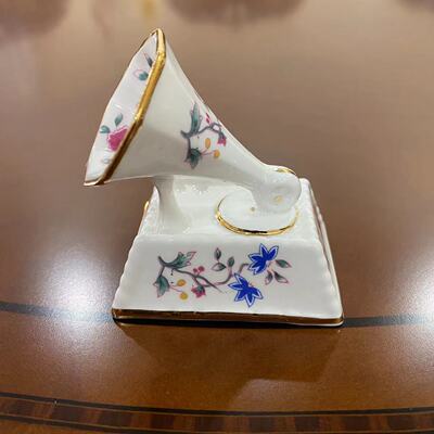 Hammersley 哈姆斯利 英国骨瓷留声机摆件  收藏装饰瓷古典唱片机