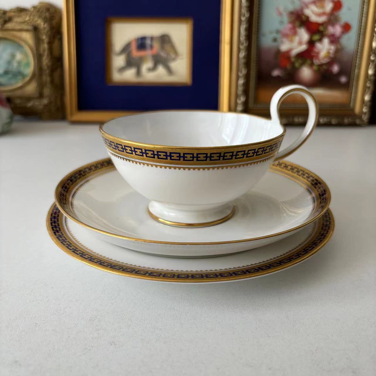 Spode Copeland's 英国鎏金手绘古董收藏午茶杯 咖啡杯稀有老瓷器