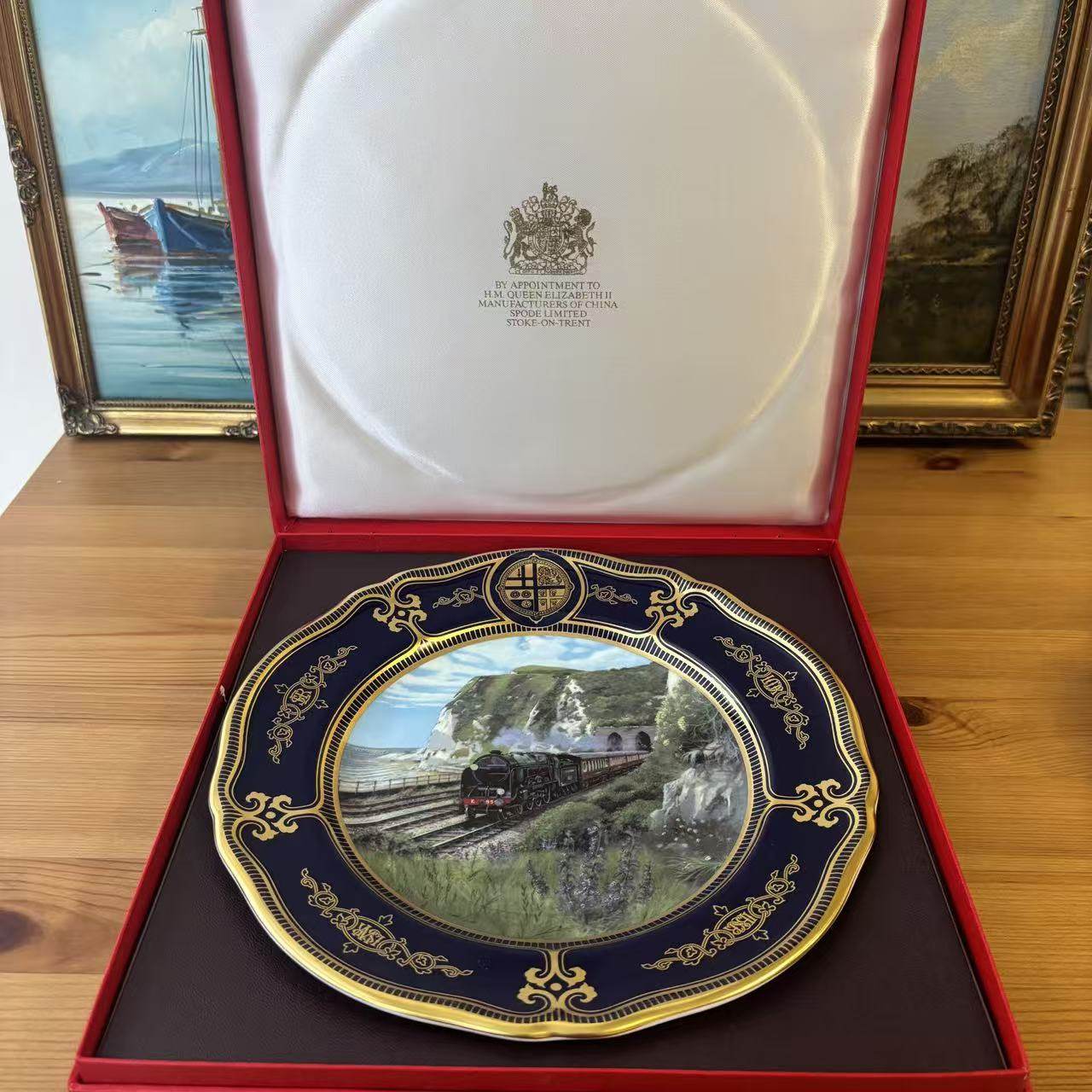 Spode 斯波德 英国约克国家铁路博物馆 金箭列车限量鎏金收藏盘