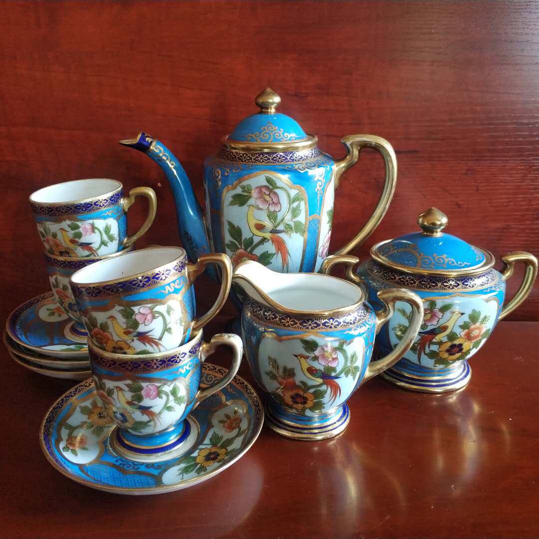 Noritake 日本则武 明治时期 手绘花鸟珐琅彩茶杯 百年古董咖啡杯