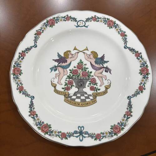 Spode 斯波德 25周年结婚婚礼礼品描金收藏碟 摆件装饰瓷碟 赏盘