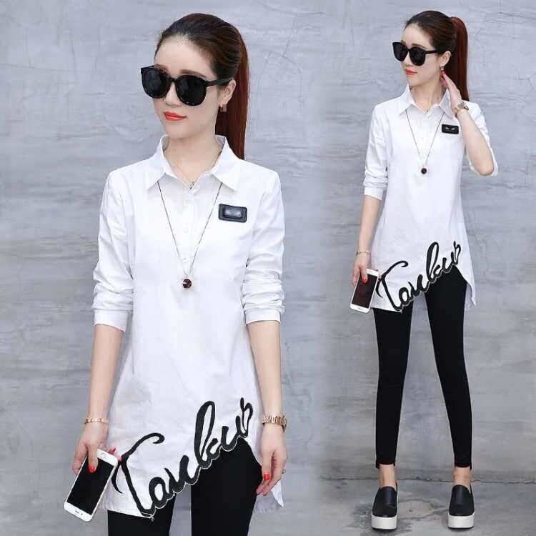 【大码女装】韩版修身显瘦春秋装中长款不对称刺绣女衬衫长袖衬衣|ruв категории плесень играть/Аниме/вокруг/cos/настольные игры, Косплей одежды/реквизит/услуги, Косплей женской одежды - от Buy2taobao.com для оказания профессиональной услуги покупки агента Taobao