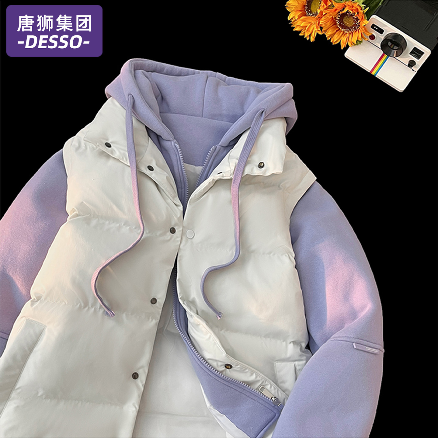 唐狮集团羽绒棉服女款2025年新款冬季小个子假两件棉袄棉衣厚外套