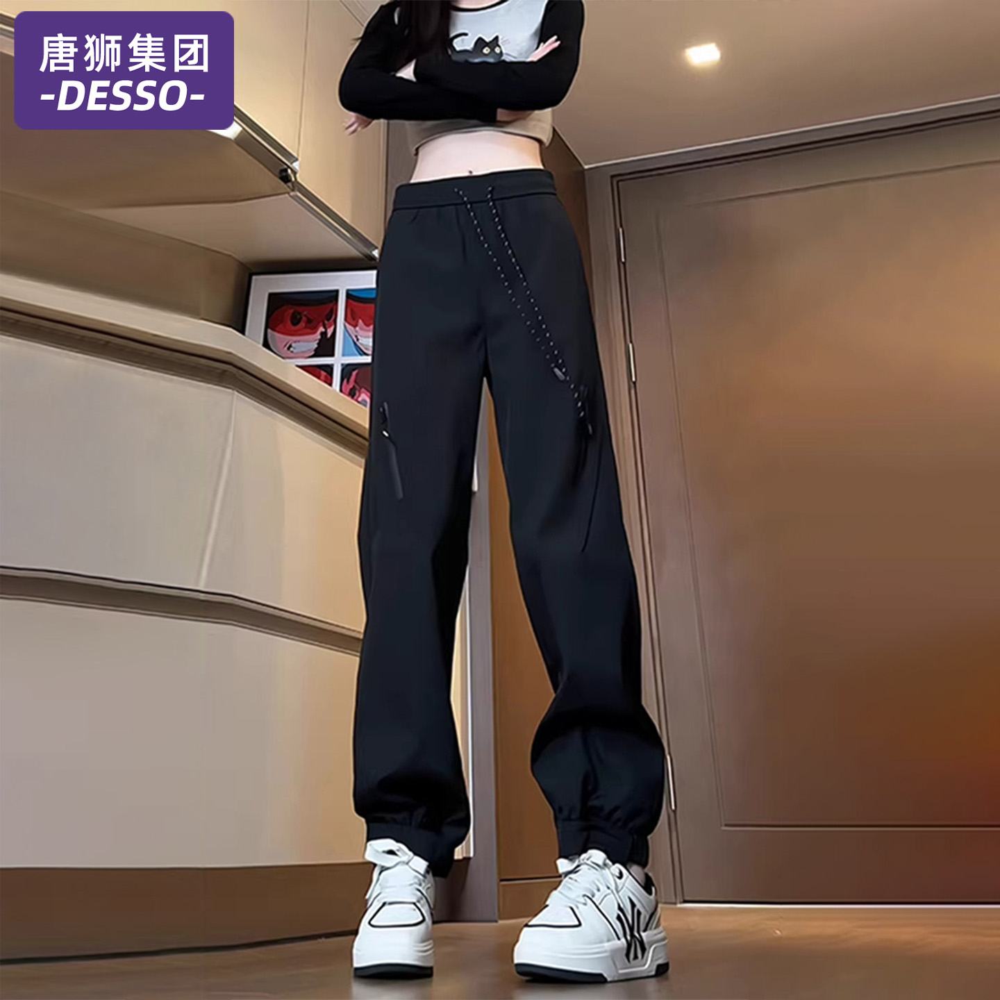 唐狮集团胖mm防水冲锋裤女2025新款秋冬季宽松运动裤加绒加厚裤子