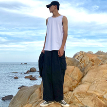 夏季外穿篮球运动坎肩背心男士潮内搭打底衫白色无袖T恤宽松纯棉