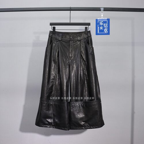 2025新款真皮皮裤女油蜡皮阔腿裤