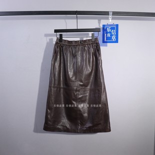 时尚新款真皮皮裙女绵羊皮百搭显瘦气质修身高级感中长款后开叉裙