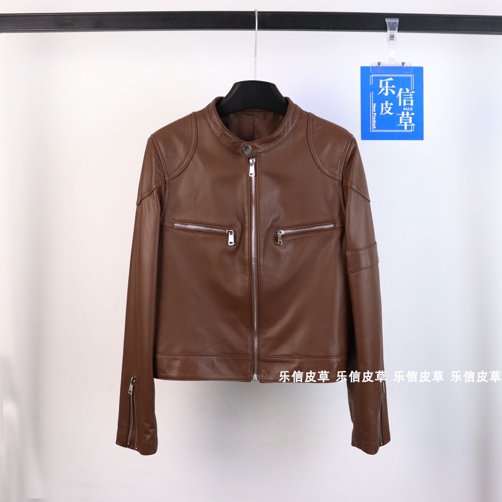 显瘦纯色2024秋冬新款绵羊皮工装