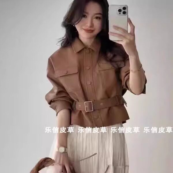 韩系甜酷风真皮外套女