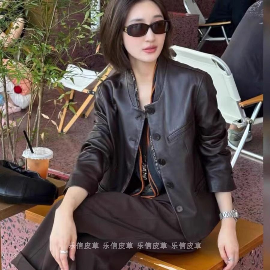 时尚真皮新款皮衣女绵羊皮皮夹克
