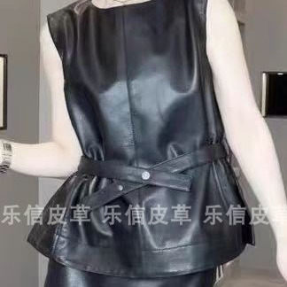 新款真皮马甲女绵羊皮时尚百搭气质中长款无袖显瘦背心马甲皮背心