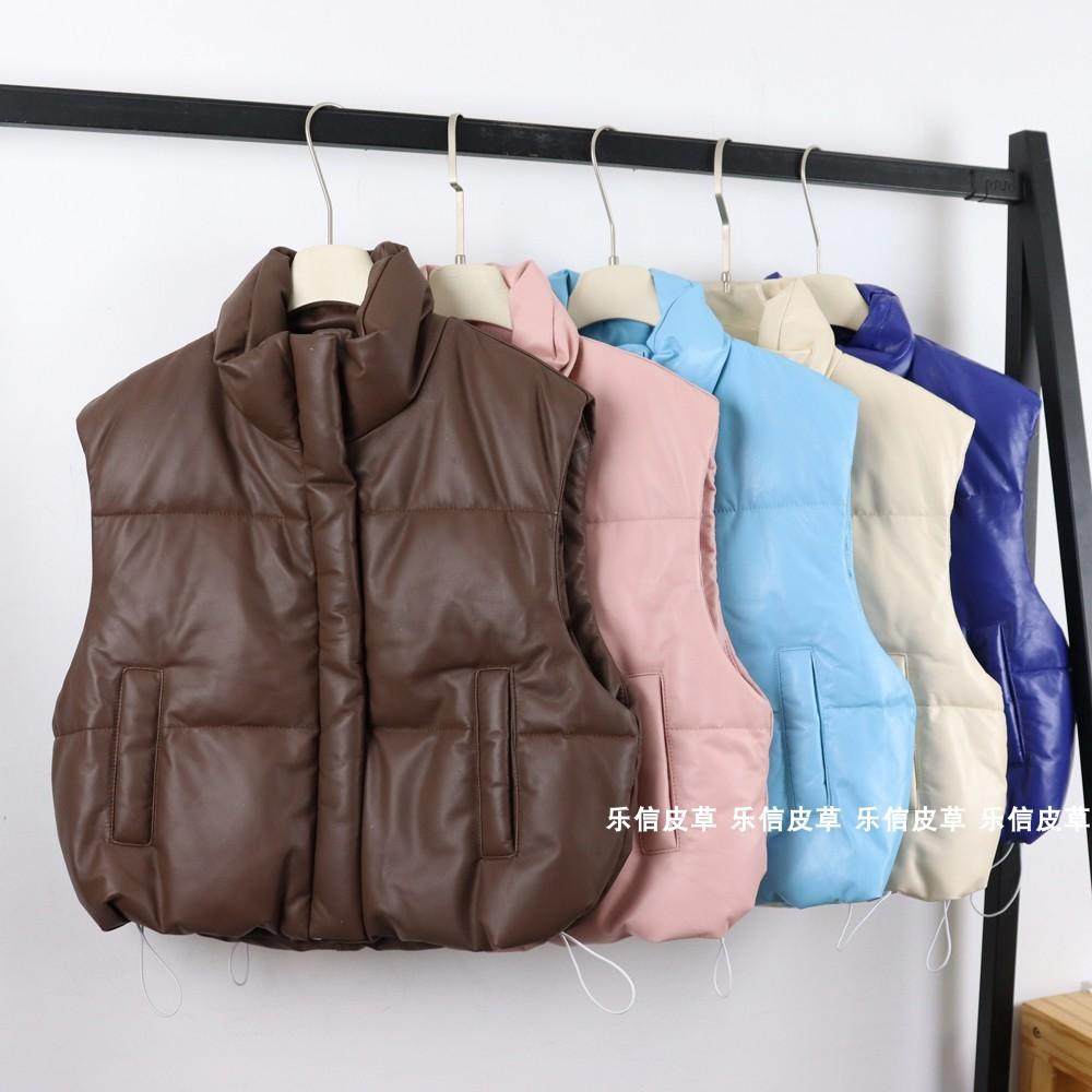 面包服鸭绒保暖马夹双口袋无袖女装时尚背心外套宽松秋冬绵羊皮女
