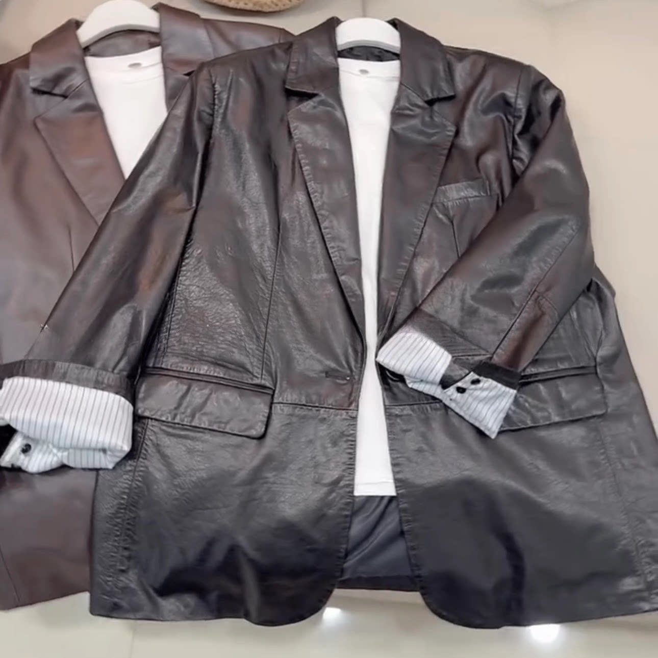 时尚新款真皮皮衣女绵羊皮西装领中长款宽松休闲百搭显瘦长袖外套,女装/女士精品,皮衣,淘宝优惠券,粉丝福利购,淘宝优惠卷