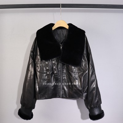 新款真皮油蜡皮牛皮皮衣女保暖