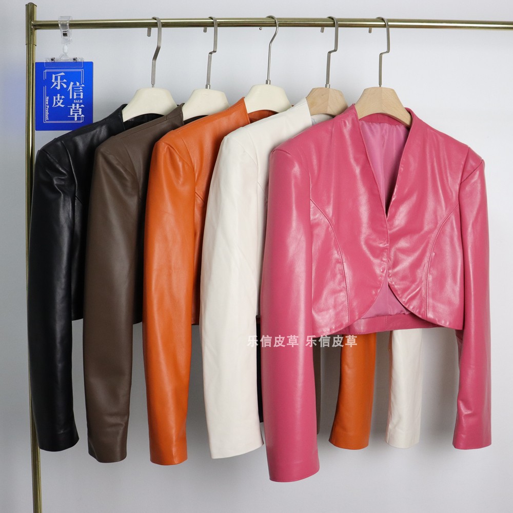 其他修身通勤短款真皮皮衣绵羊皮